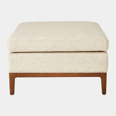 Laguna Natural Wood-Muslin Ottoman