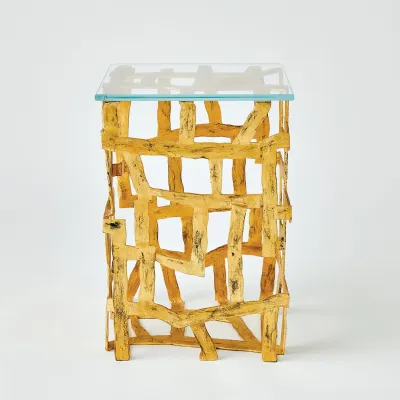 Fragments End Table Gold Leaf