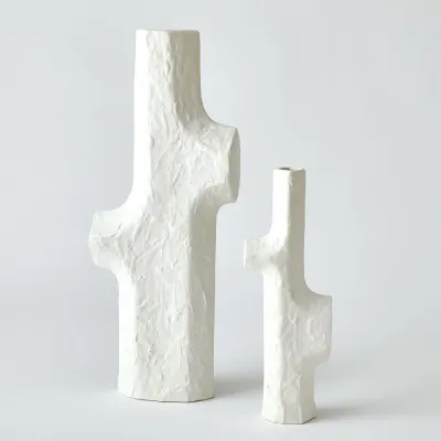 Tiered Trunk Matte White Vase