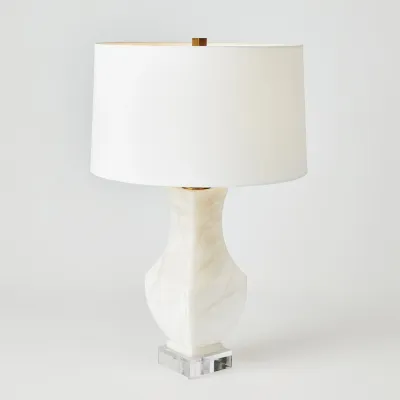 Alabaster Square Urn Lamp