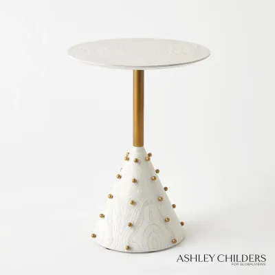 Spheres Drink Table White Burl