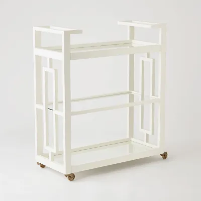 Grid Block Bar Cart White