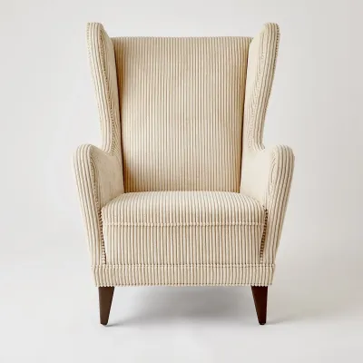 Wing Chair Wide Wale Corduroy Vanilla