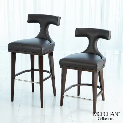 Anvil Back Barstool Black Leather