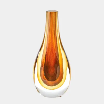 Gradient Amber Vase 16"H x 5"W x 7"D