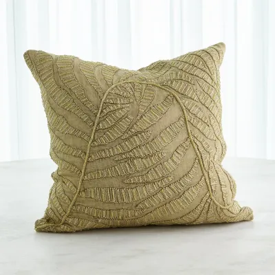 Beaded Palm Leaf Pillow Khaki