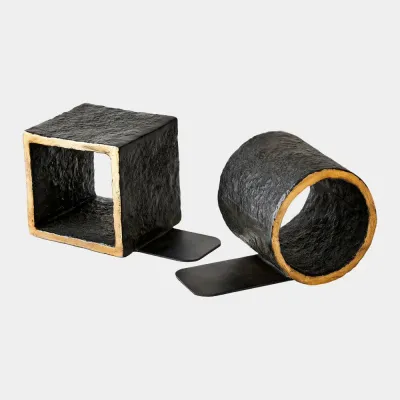 Geometry Iron/Gold Bookends