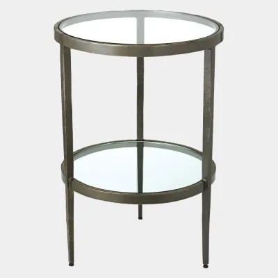 Laforge Braised Brass Two-Tier Side Table