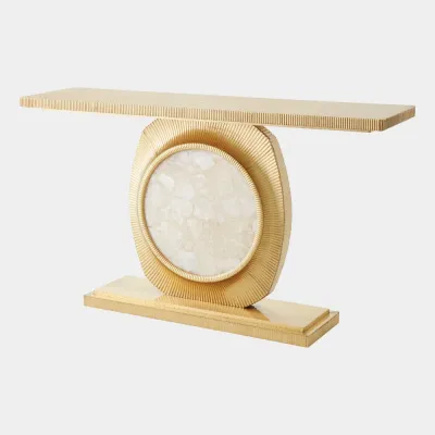 Opera Brass with Quartz Inse Fluted Console