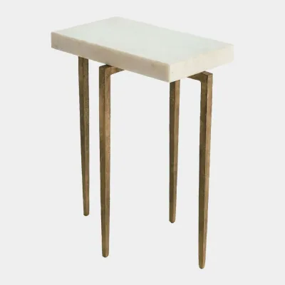 Laforge Antique Gold/White Marble Accent Table