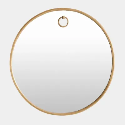 Exposed Antique Brass Round Mirror 48"H x 48"W x 2"D