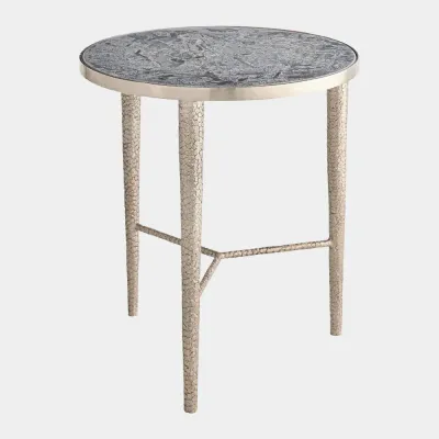 Kelly Antique Nickel-Gray Hammered End Table