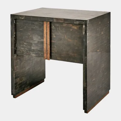 Bjorn Black/Brass Horn Inlay Bedside Table