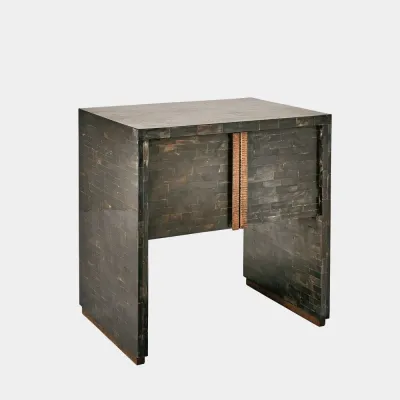 Bjorn Black/Brass Horn Inlay Bedside Table