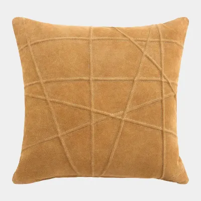 Crossroads Camel Suede Pillow