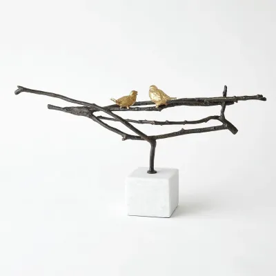 Nesting Birds Sculpture Gold Leaf