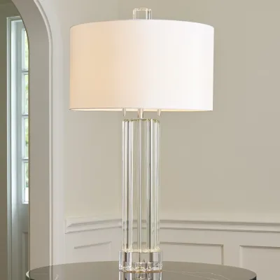 Fluted Crystal Column Table Lamp