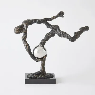 Tripped Up Sculpture - Bronze w/Nickel Sphere