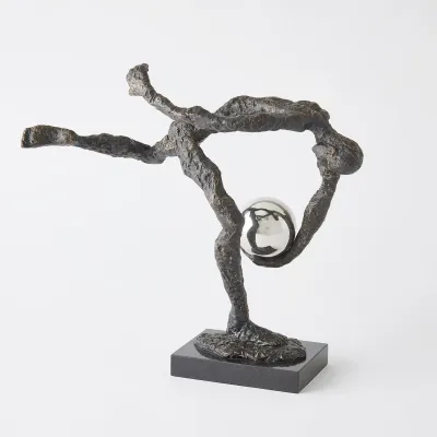 Tripped Up Sculpture - Bronze w/Nickel Sphere