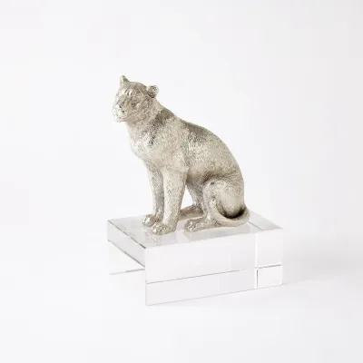 Lioness Sculpture - Nickel/Crystal