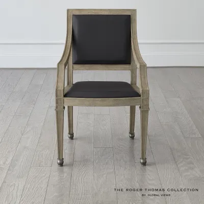 Seine Arm Dining Chair Grey w/Black Lea