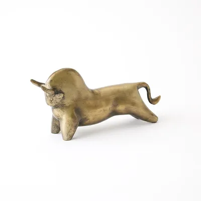 Sampson Bull Sculpture Antique Brass