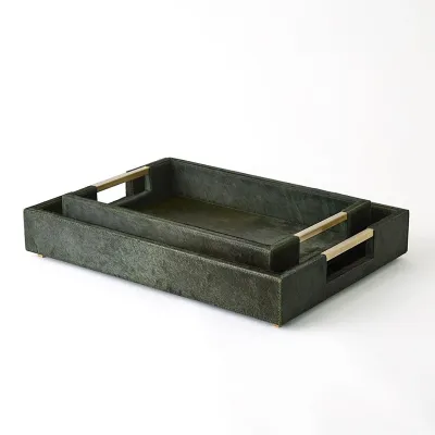 Posh Tray Hair On Hide Green Small