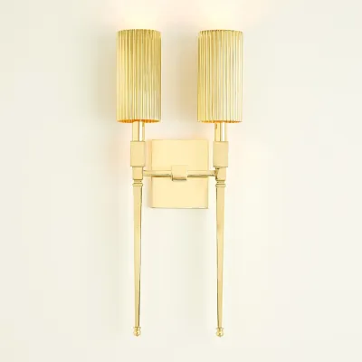 Fluted Double Sconce Brass