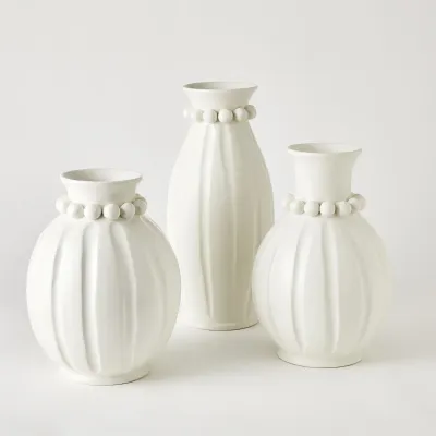 Pearl Vase Matte White Wide