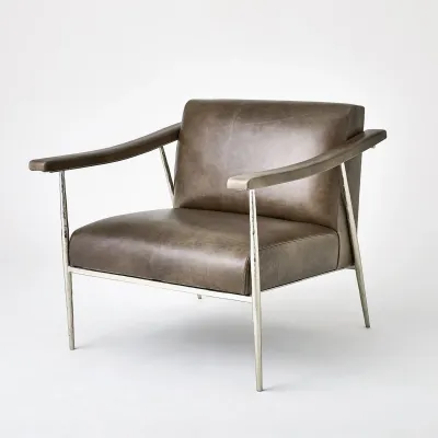 L. Brooks Leather Chair Nickel