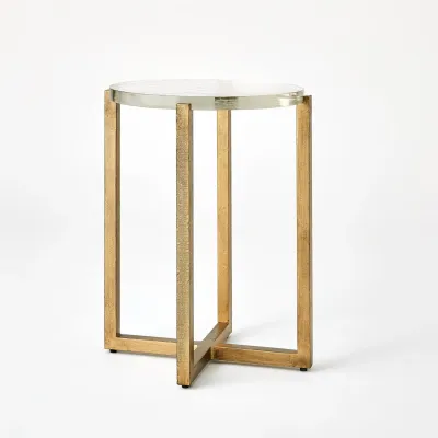 Ice Block Table Quad Antique Gold