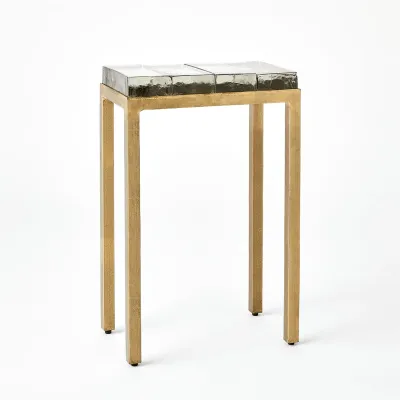 Ice Block Table Quad Antique Gold