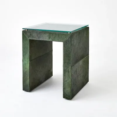 Posh Side Table Hair On Hide Green