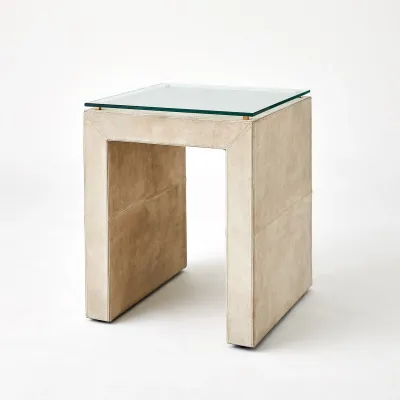 Posh Side Table Parchment Suede