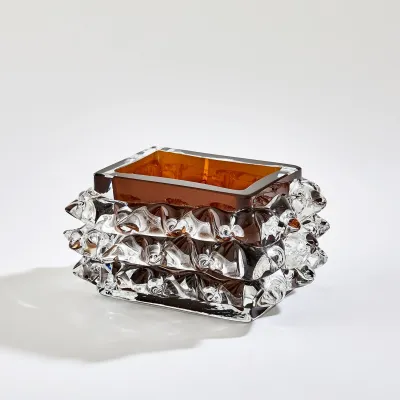 Porcupine Vase Dark Amber Short