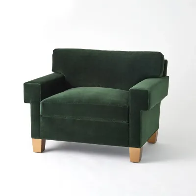 Square Arm Chair Green Velvet