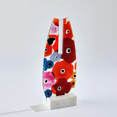 Fused Floral Flat Vase Bright