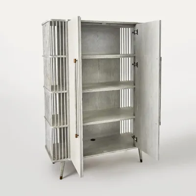 Arbor Tall Cabinet Whitewashed Finish