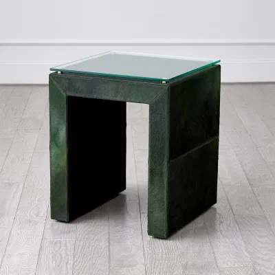 Posh Side Table Hair On Hide Green