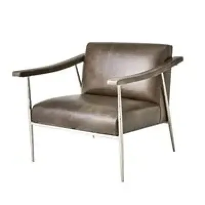 L. Brooks Leather Chair Nickel