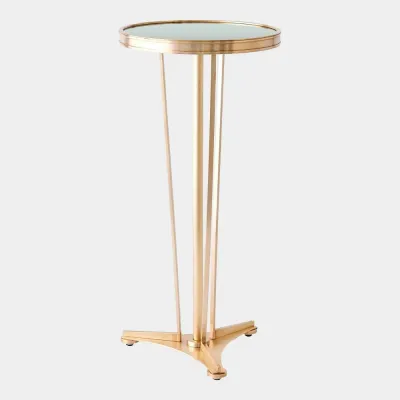French Moderne Antique Brass Side Table