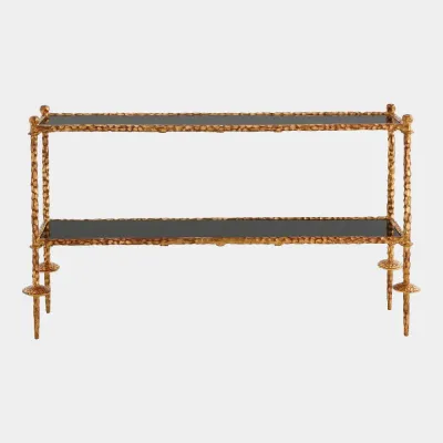 Othello Black Granite Gold Chiseled Console