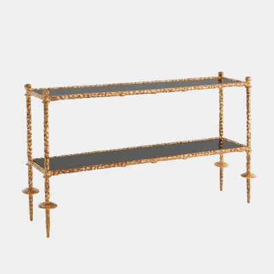 Othello Black Granite Gold Chiseled Console