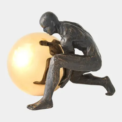 Boulder Man Bronze with Brass Sphere