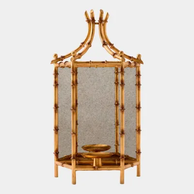 Bamboo Gold Leaf Wall Lantern