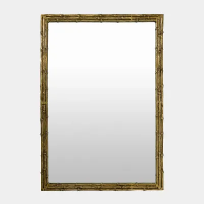 Bamboo Framed Gold Leaf Rectangular Mirror
