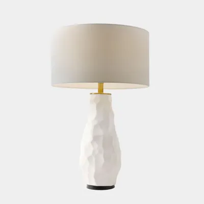 Vasher White Chiseled Ceramic Lamp