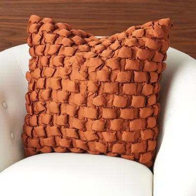 Square Ruche Pillow - Rust