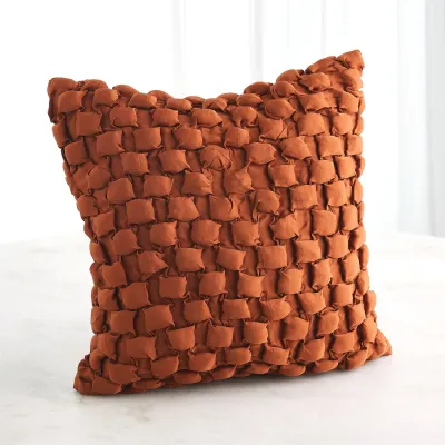 Square Ruche Pillow - Rust