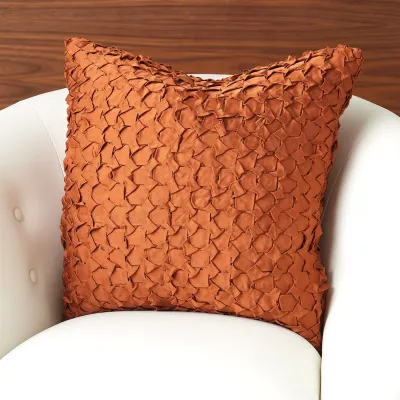 Diamond Ruche Pillow - Rust